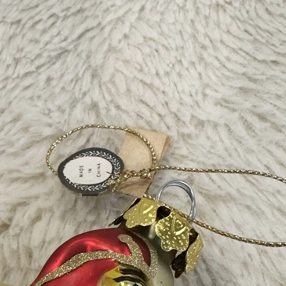 BRN Santa Jack In The Box Noel 6” Gold Blown Ornament Christmas Tree Decor